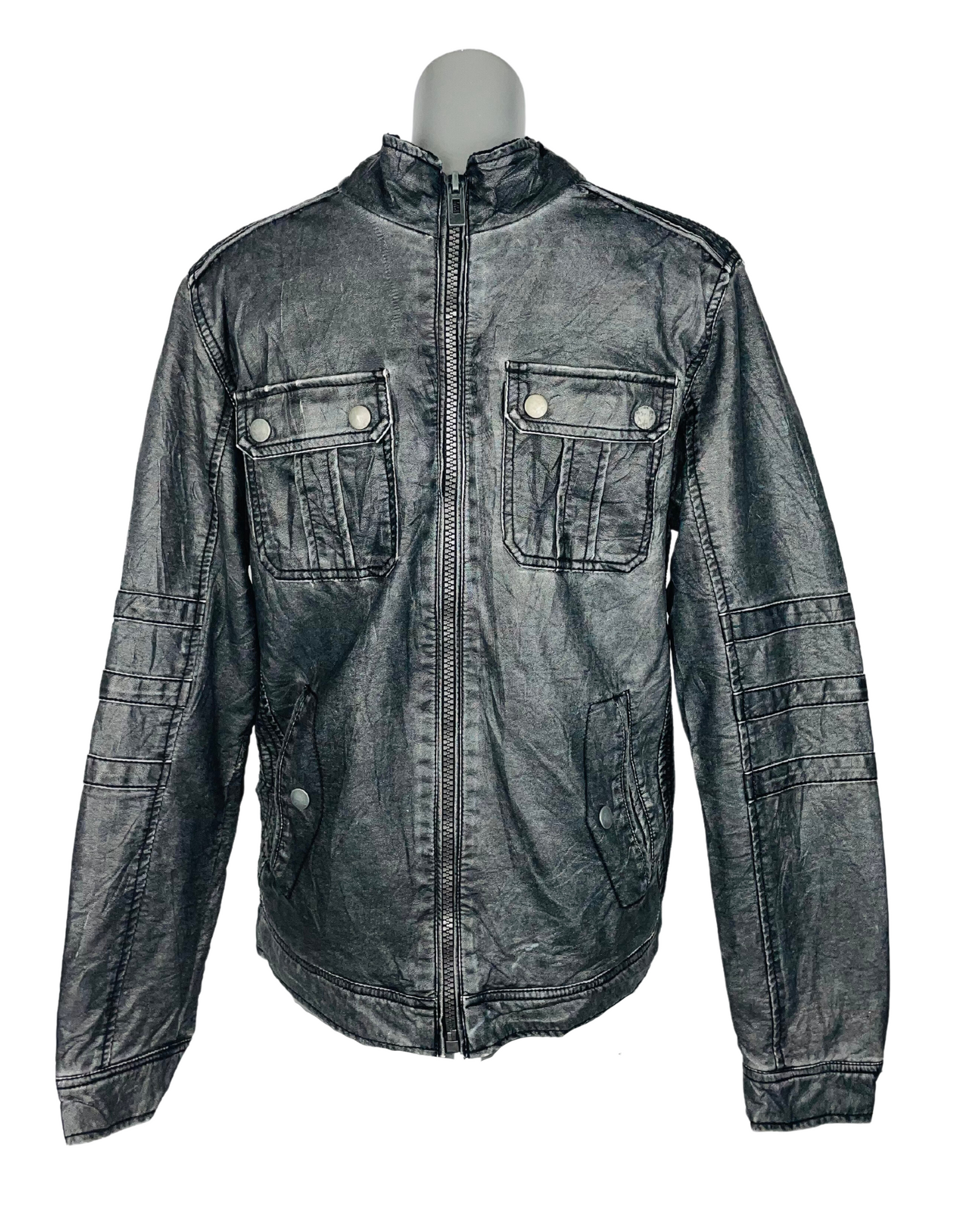 GENUINE LEATHER JACKET GREY ROUTE 66 SMALL