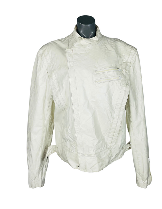 GENUINE LEATHER JACKET WHITE SPECIALE MODE LARGE