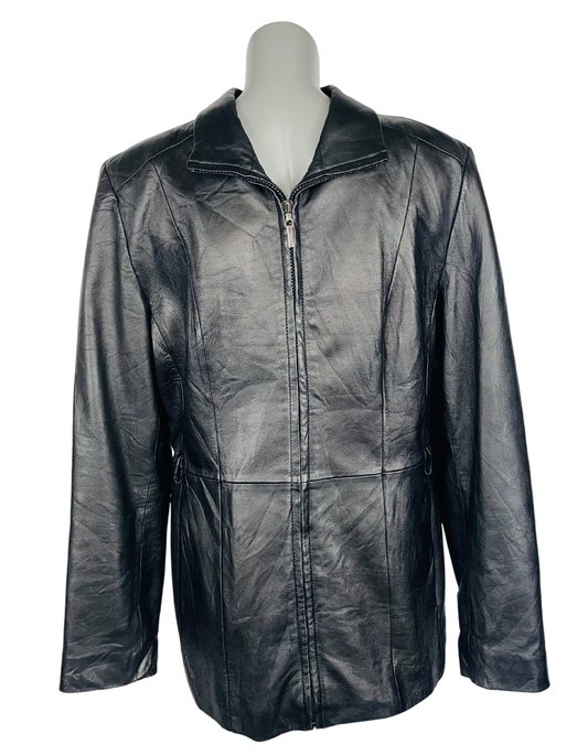 GENUINE LEATHER JACKET WORTHINGTON BLACK LARGE