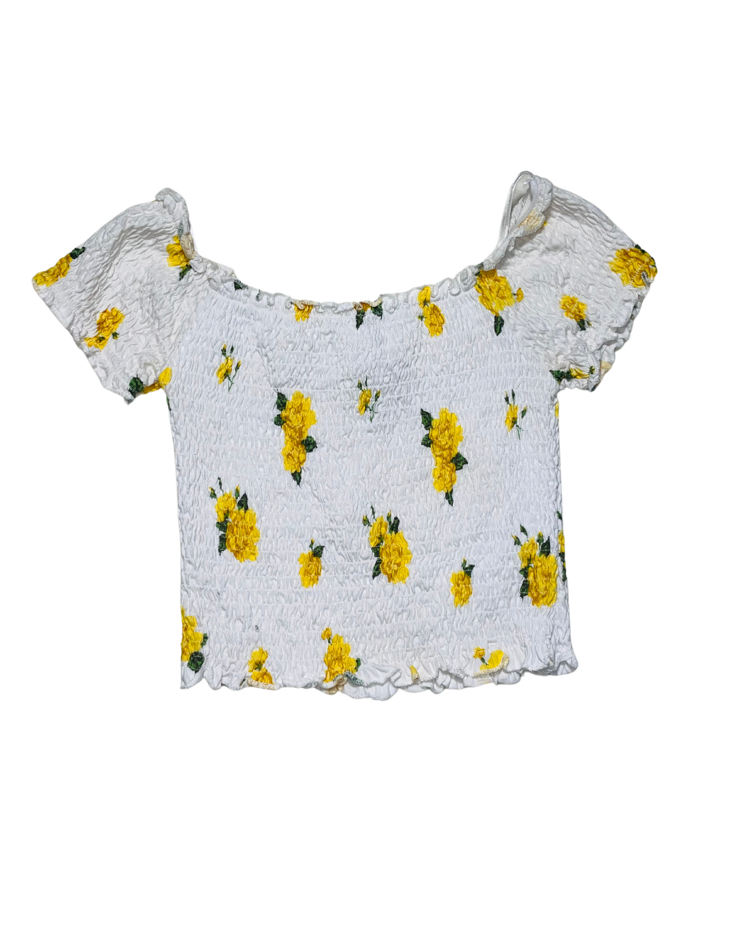 NEW LOOK WHITE AND YELLOW FLOWER PATTERN TOP SIZE 8