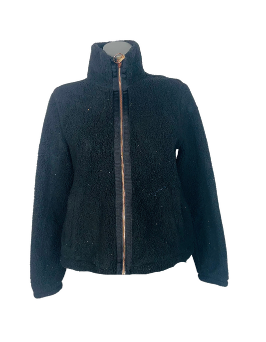 BLACK FLUFFY JACKET XS