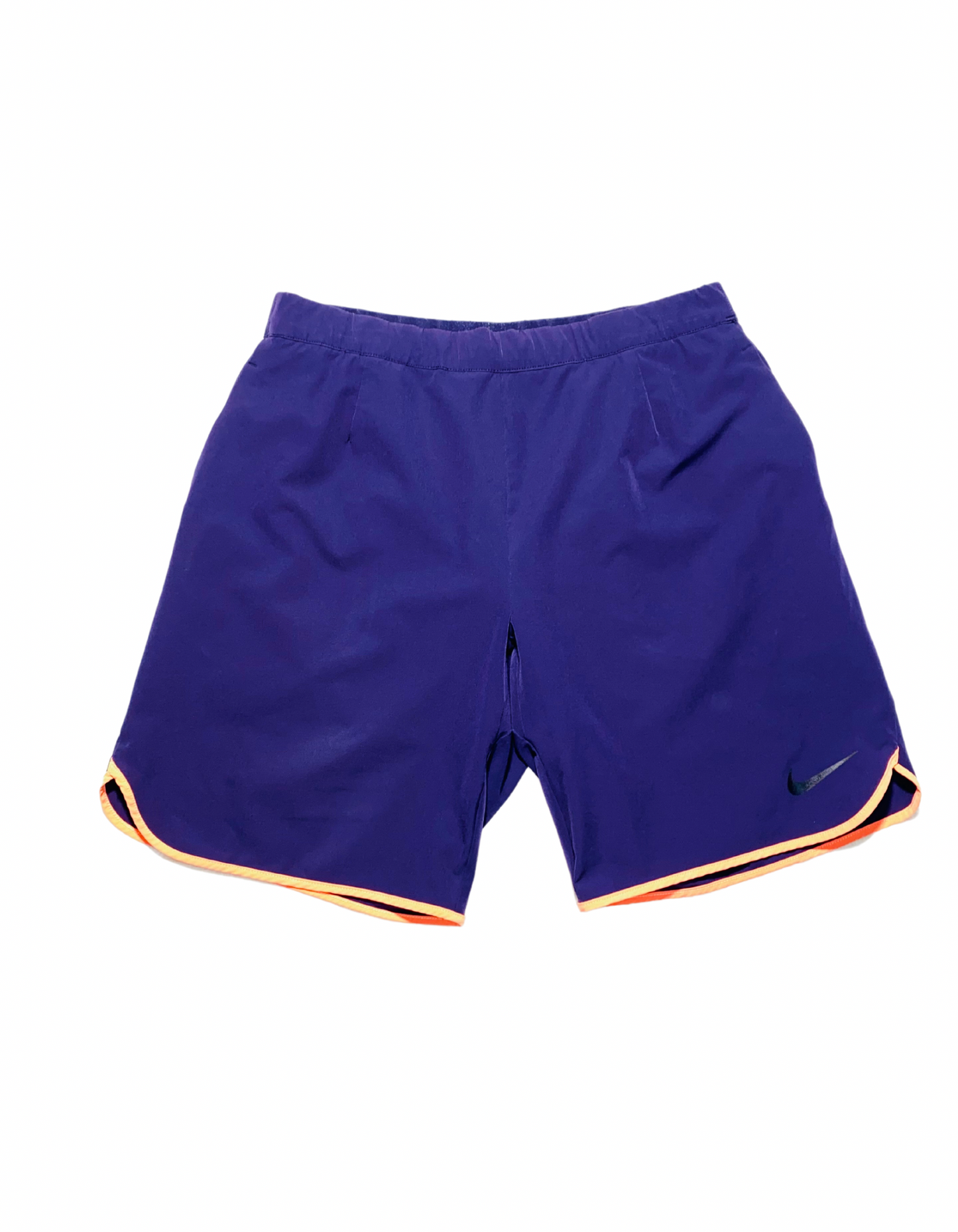 NIKE DRI-FIT PURPLE AND NEON ORANGE SHORTS LARGE