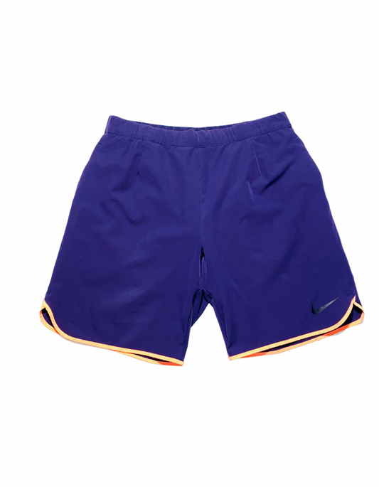 NIKE DRI-FIT PURPLE AND NEON ORANGE SHORTS LARGE
