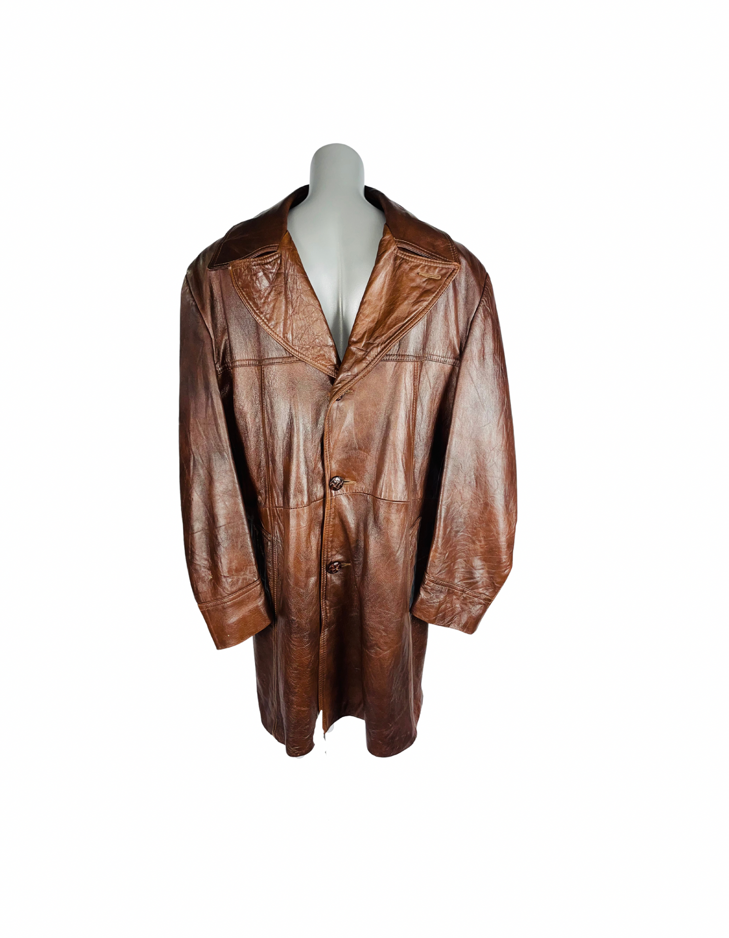 GENUINE LEATHER JACKET BROWN MEDIUM