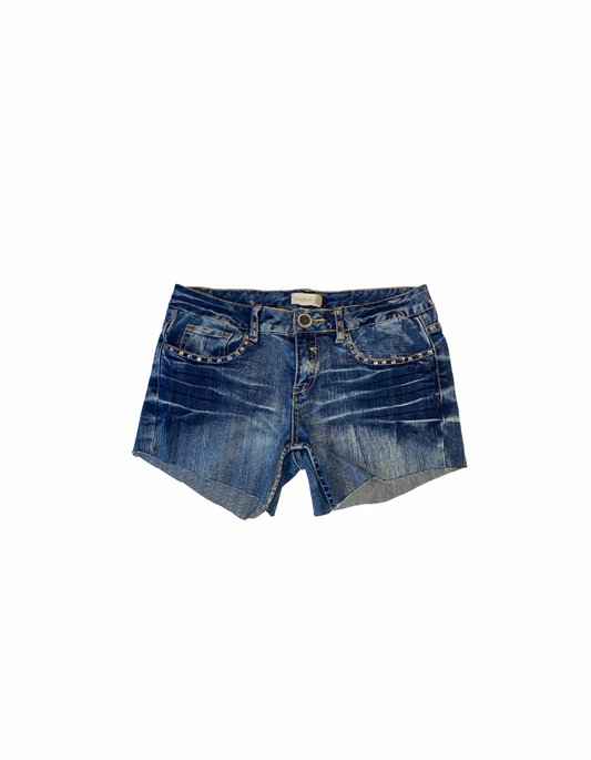 BLUE BOOTCUT DENIM SHORTS SIZE 10