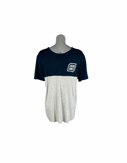BLUE AND GREY JACK AND JONES T-SHIRT MEDIUM