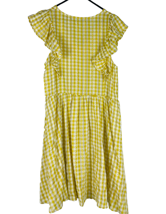 YELLOW CHECKERED PRINT DRESS S/M