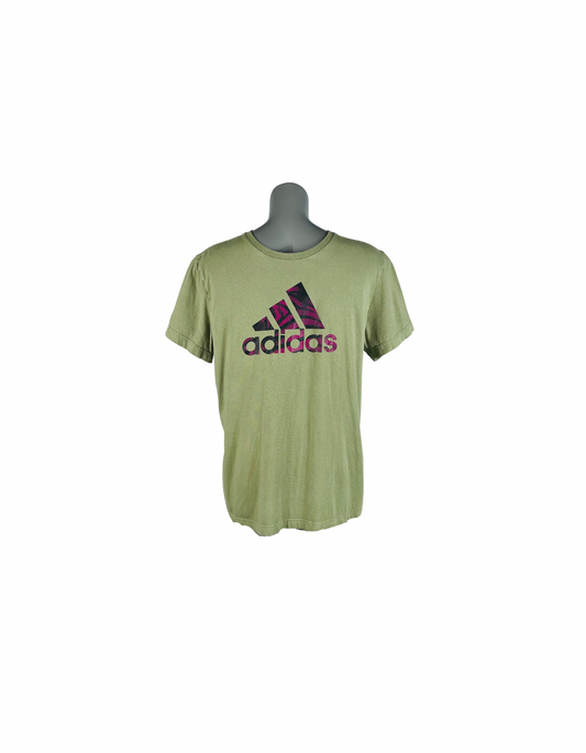 GREEN AND PURPLE ADIDAS T-SHIRT MEDIUM