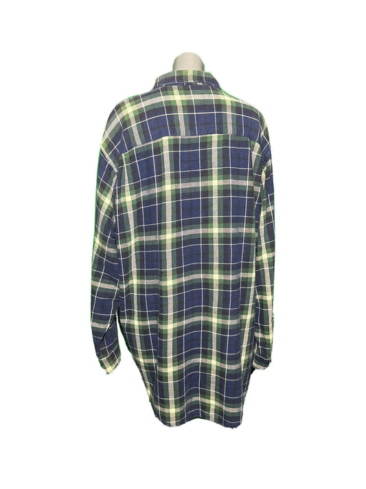 ABERCROMBIE & FITCH MENS LONG SLEEVE CHECK FLANNEL SHIRT BLUE SIZE UK XL