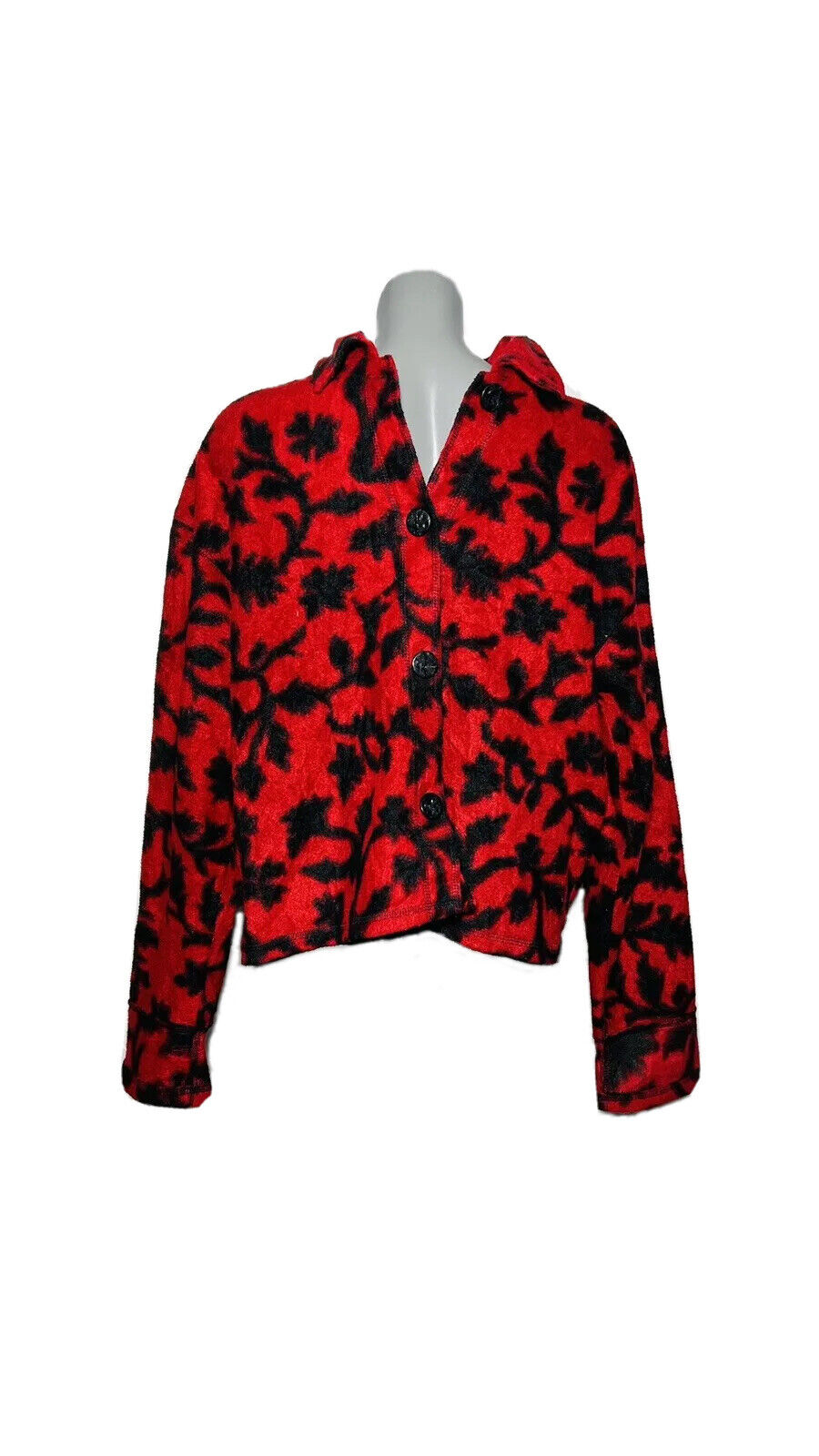 CRAZY FLEECE BY SIGRID OLSEN SIZE M RED AND BLACK