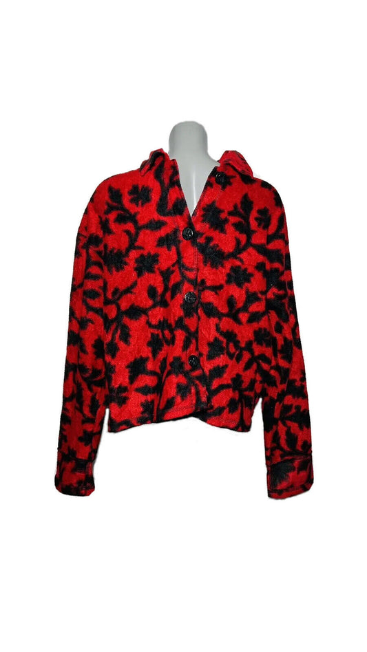 CRAZY FLEECE BY SIGRID OLSEN SIZE M RED AND BLACK