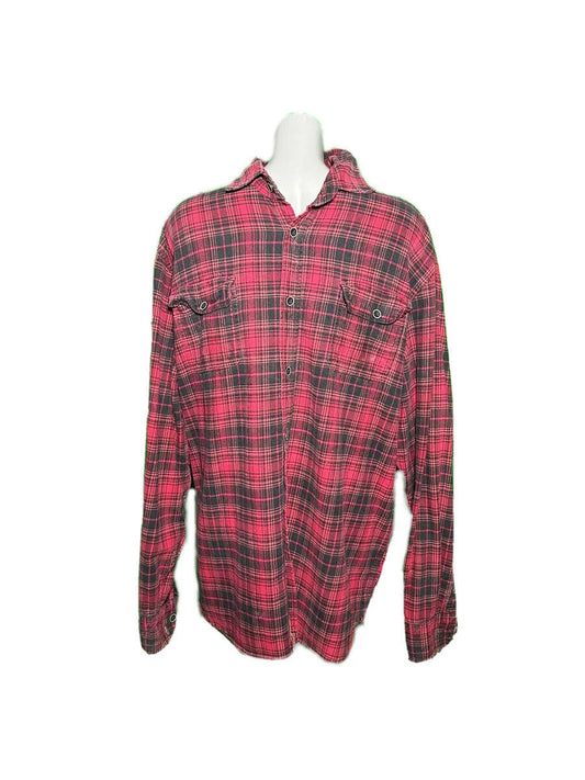 JACHS MENS LONG SLEEVE CHECK FLANNEL SHIRT RED SIZE UK XL