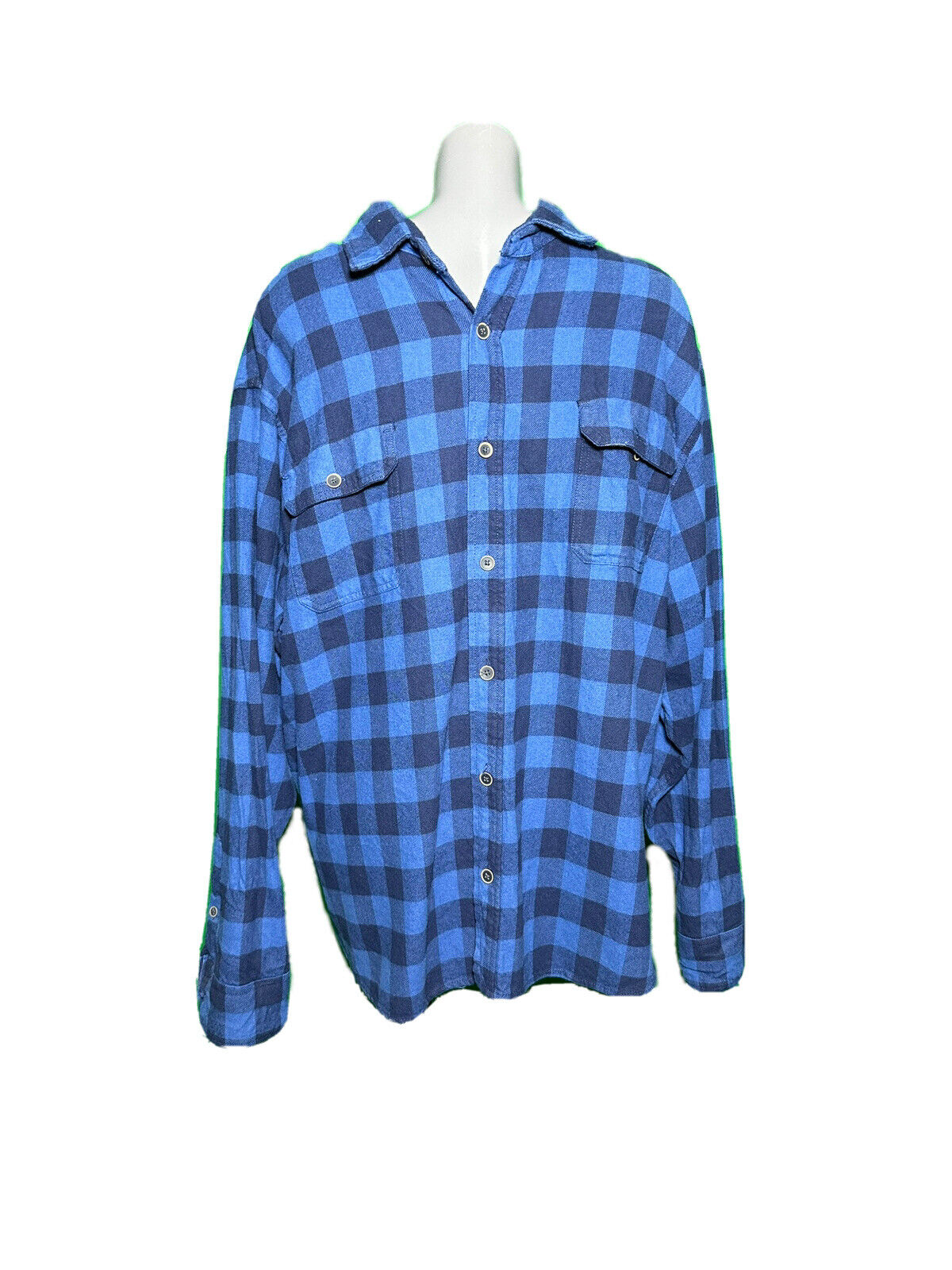 JACHS MENS LONG SLEEVE CHECK FLANNEL SHIRT BLUE SIZE UK XXL