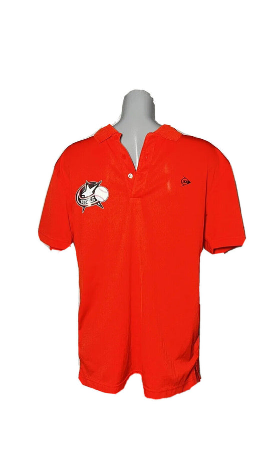 DUNLOP RED REBELS COLLARED BUTTON UP BASEBALL JERSEY SIZE S