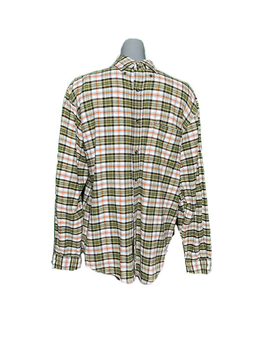 JOHN BARTLETT MENS LONG SLEEVE FLEECE CHECK FLANNEL SHIRT WHITE YELLOW SIZE UK S