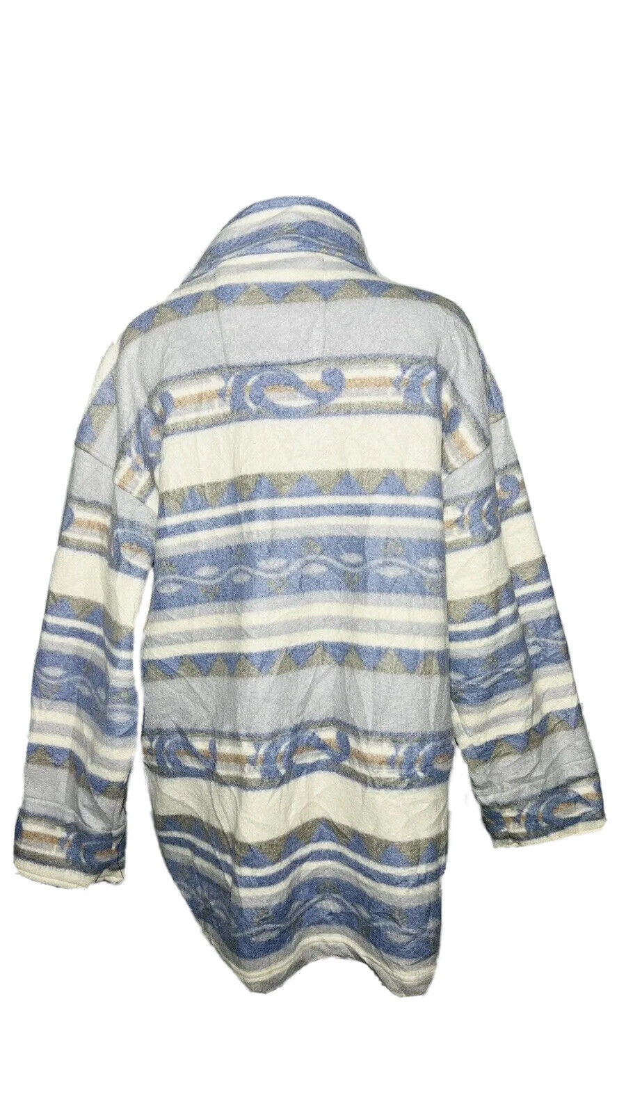 CRAZY FLEECE BY NY 10018 SIZE M BLUE AND WHITE PATTERN