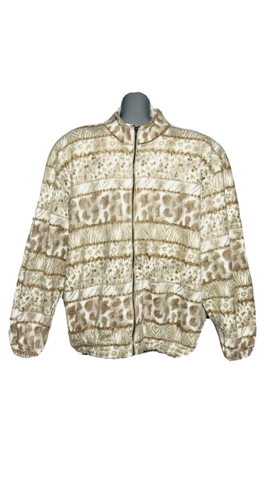 CRAZY FLEECE BY TEDDI SIZE XL BEIGE AND WHITE PATTERN