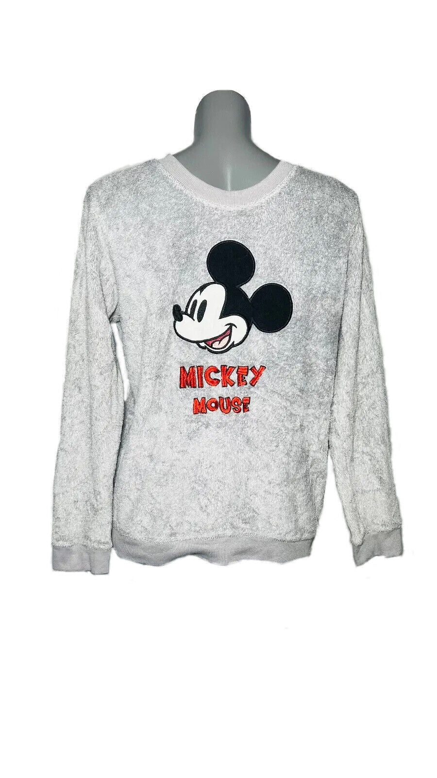 DISNEY GREY MICKEY MOUSE FLUFFY JUMPER SIZE M