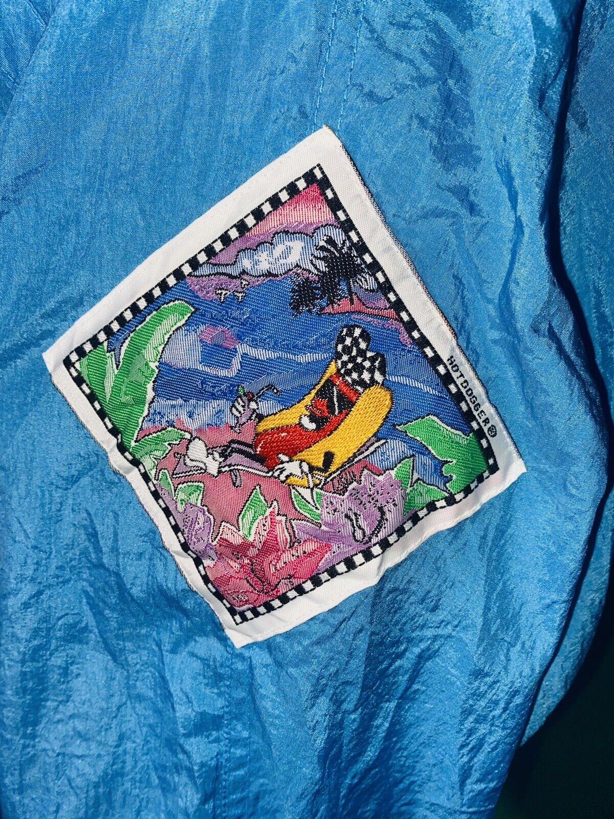 UNIQUE AND RARE HOTDOGGER PATCH DETAIL 90’s VINTAGE SHELL JACKET SIZE XL