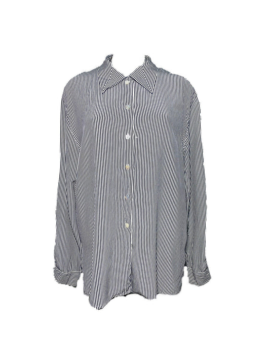 LIGHTWEIGHT STRIPPED VINTAGE SATIN WOMANS BLOUSE LARGE