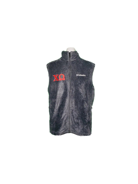 CUSTOM COLUMBIA GREY AND RED FLEECE GILET MEDIUM