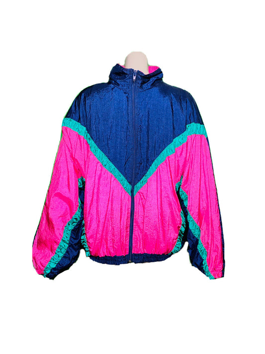 HIGHER STATE FESTIVAL FIT MULTICOLOURED VINTAGE SHELL JACKET SIZE L