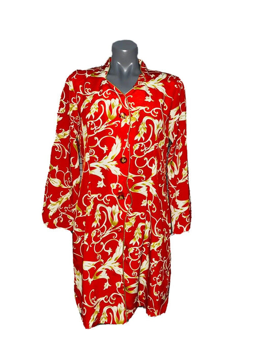 STUNNING ASIAN STYLE FLORAL PRINT VINTAGE WOMANS BLOUSE UK 12-14