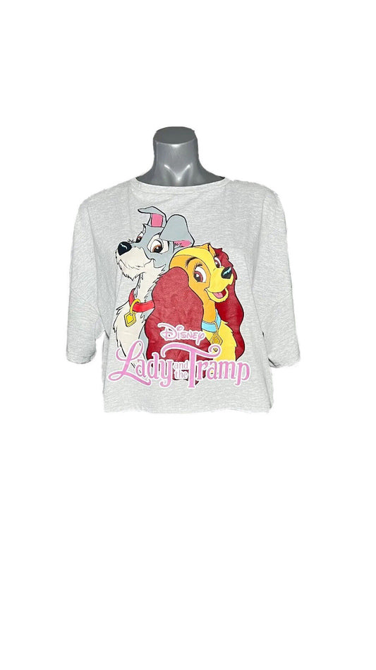 DISNEY GREY CROPPED TOP LADY AND THE TRAMP SIZE M