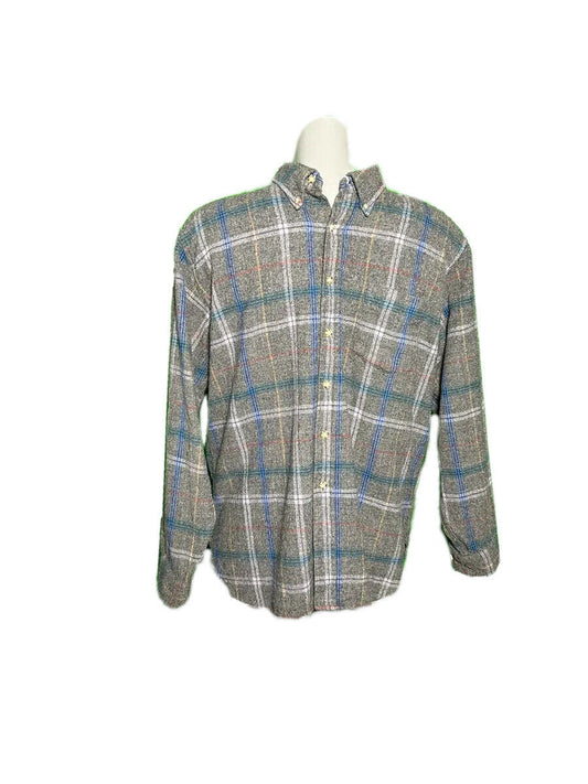 PENDLETON MENS LONG SLEEVE TWEED 100% WOOL CHECK FLANNEL SHIRT GREY SIZE UK XL