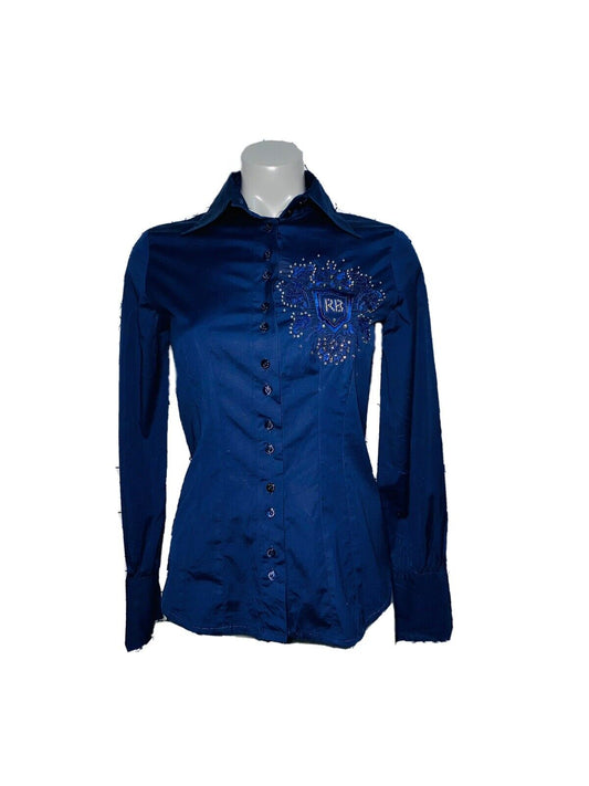 STUNNING EMBROIDERED ROCCO BAROCCO ITALIAN VINTAGE COTTON WOMANS BLOUSE UK 12