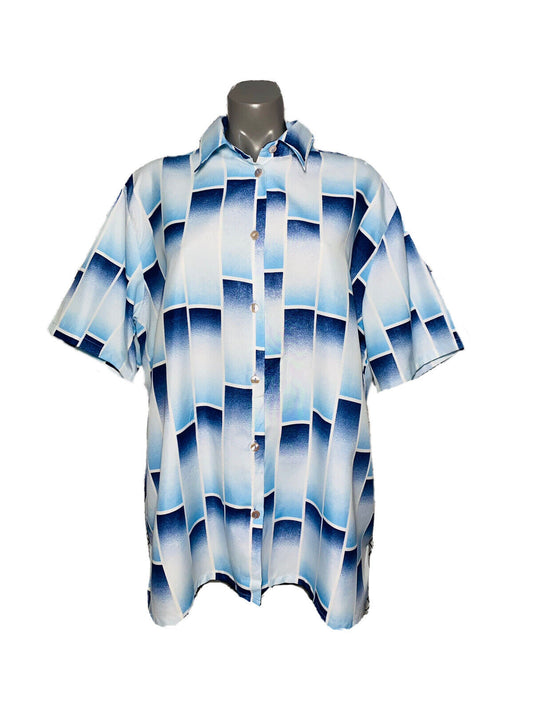 MODERN STYLE GRADIENT PATTERN PRINT VINTAGE WOMANS BLOUSE UK 22
