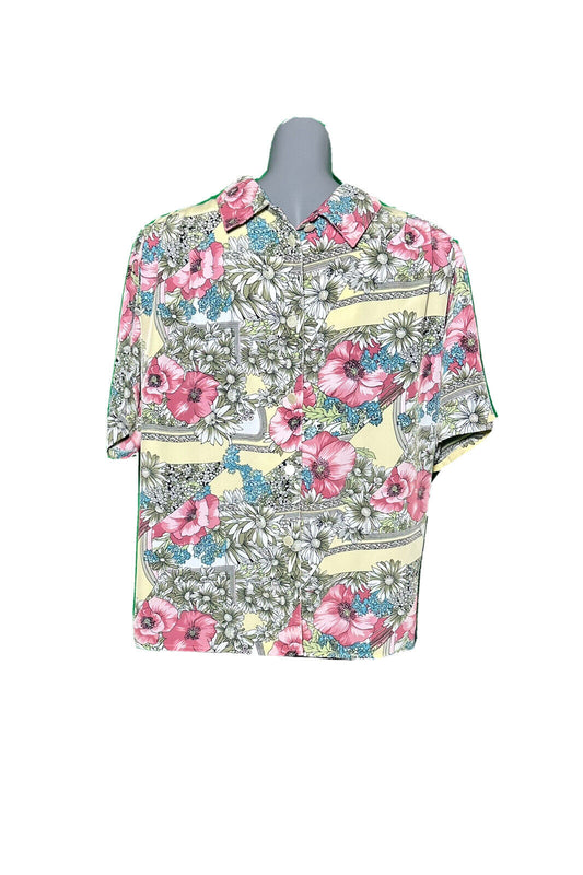 FLORAL GRAPHIC PRINT SUMMER STYLE VINTAGE BLOUSE SHIRT SIZE 20