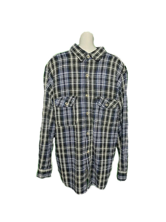 FIELD & STREAM MENS LONG SLEEVE CHECK FLANNEL SHIRT BLUE SIZE UK XL