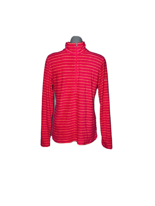 COLUMBIA PINK AND ORANGE STRIPE HALF ZIP FLEECE SIZE L