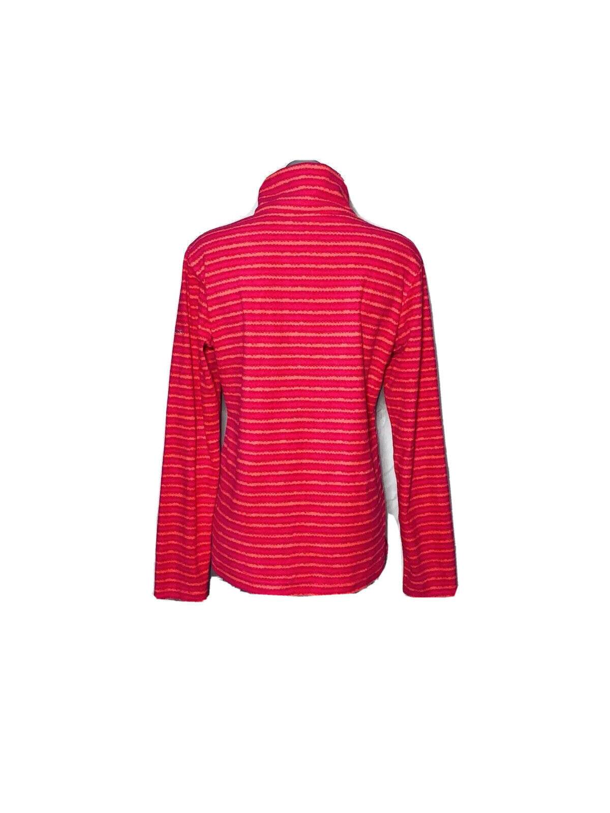 COLUMBIA PINK AND ORANGE STRIPE HALF ZIP FLEECE SIZE L