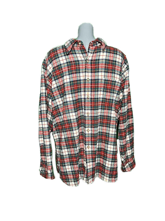 PENDLETON MENS LONG SLEEVE 100% WOOL CHECK FLANNEL SHIRT RED GREEN SIZE UK XL