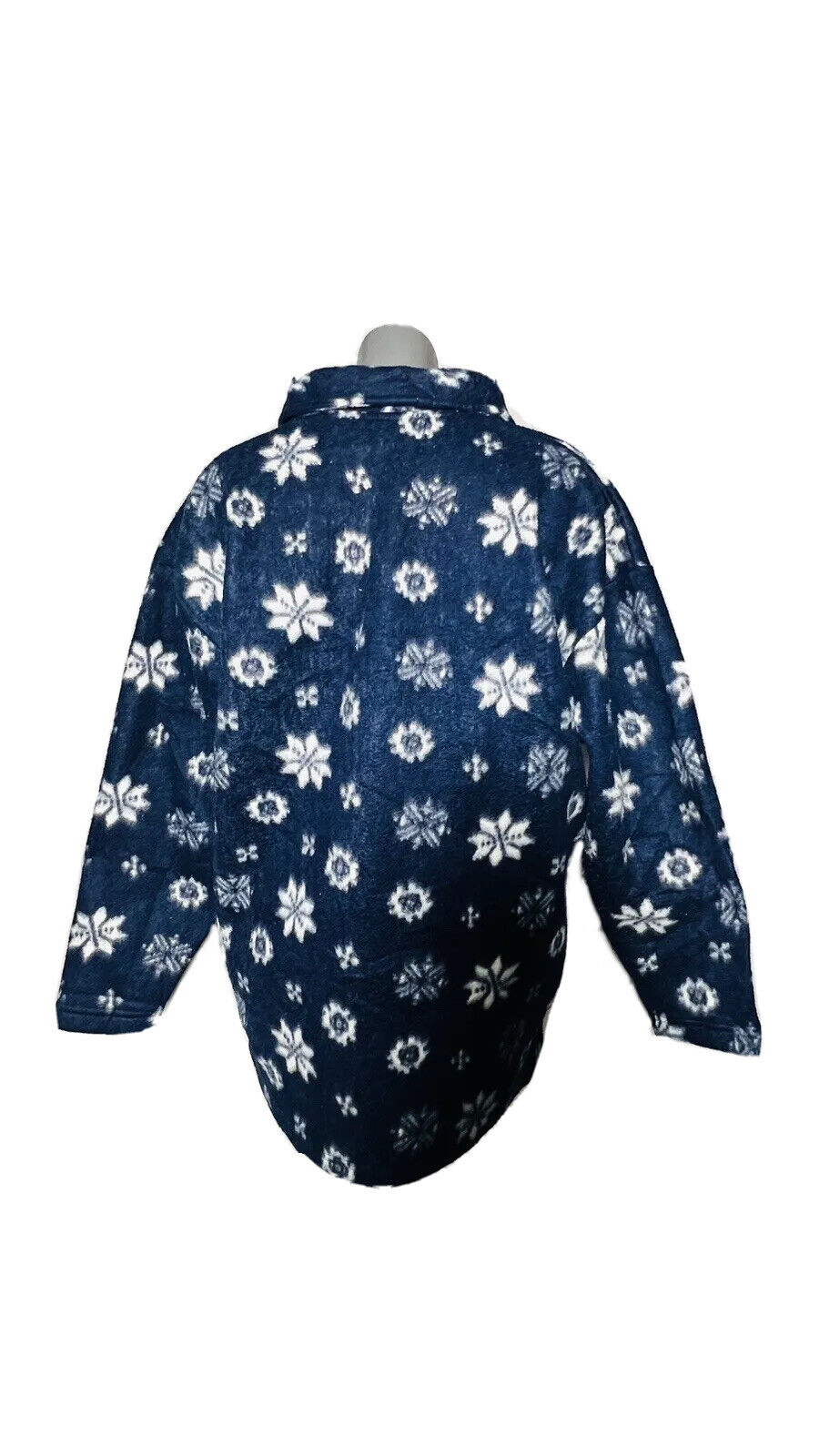 CRAZY FLEECE BY TWENTY ONE SIZE L BLUE WITH WHITE SNOWFLAKES PATTERN