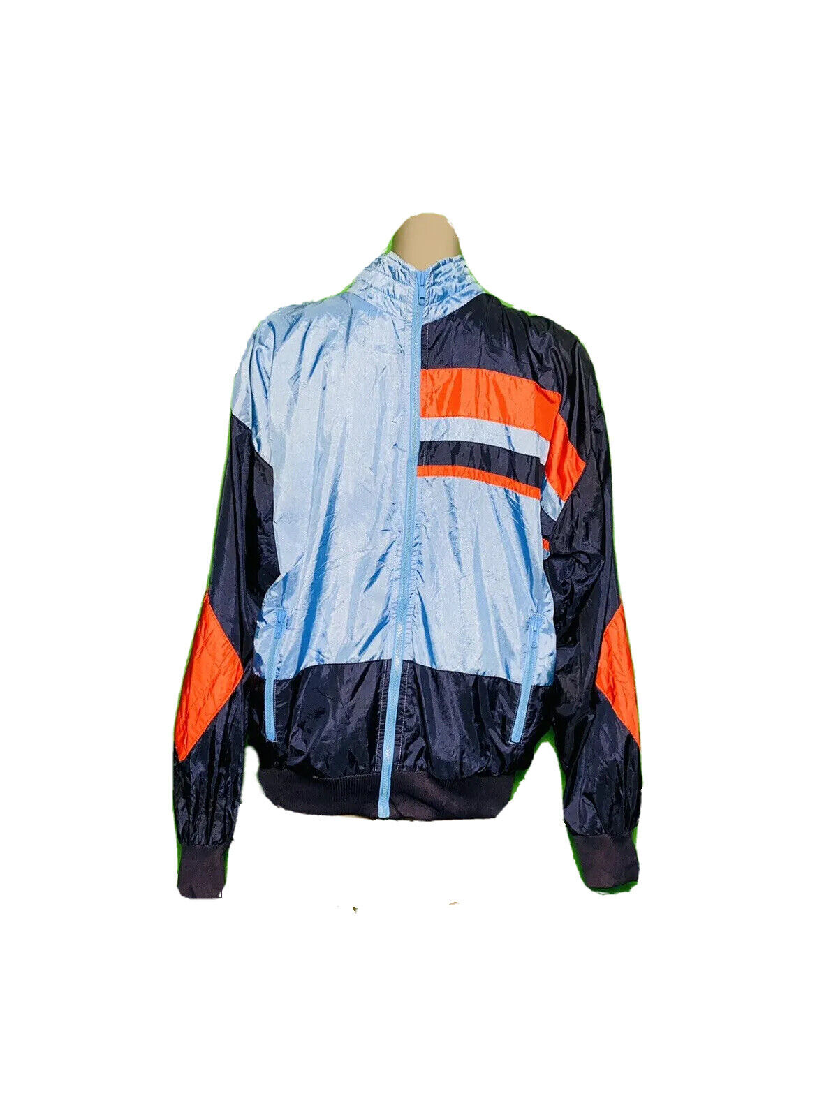 BLUE AND RED MIX VINTAGE SALLER SHELL JACKET UK M