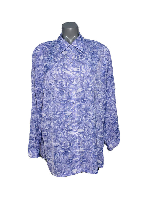 THE XU PURPLE FLORAL PATTERN PRINT VINTAGE WOMANS BLOUSE UK 18