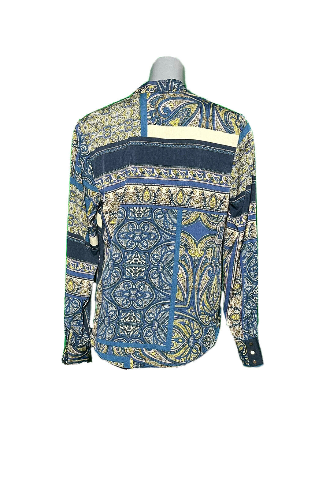 RIVER ISLAND PAISLEY PRINT BLUE VINTAGE BLOUSE SHIRT SIZE 8