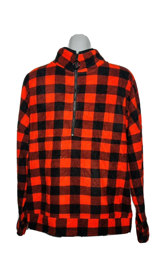 CRAZY FLEECE RED/ BLACK CHECKERED SIZE L