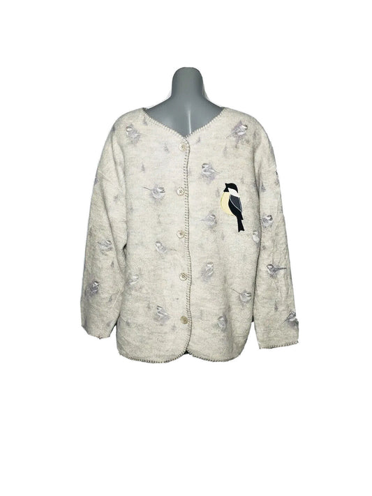 CRAZY FLEECE VINTAGE BIRD PRINT SIZE XL