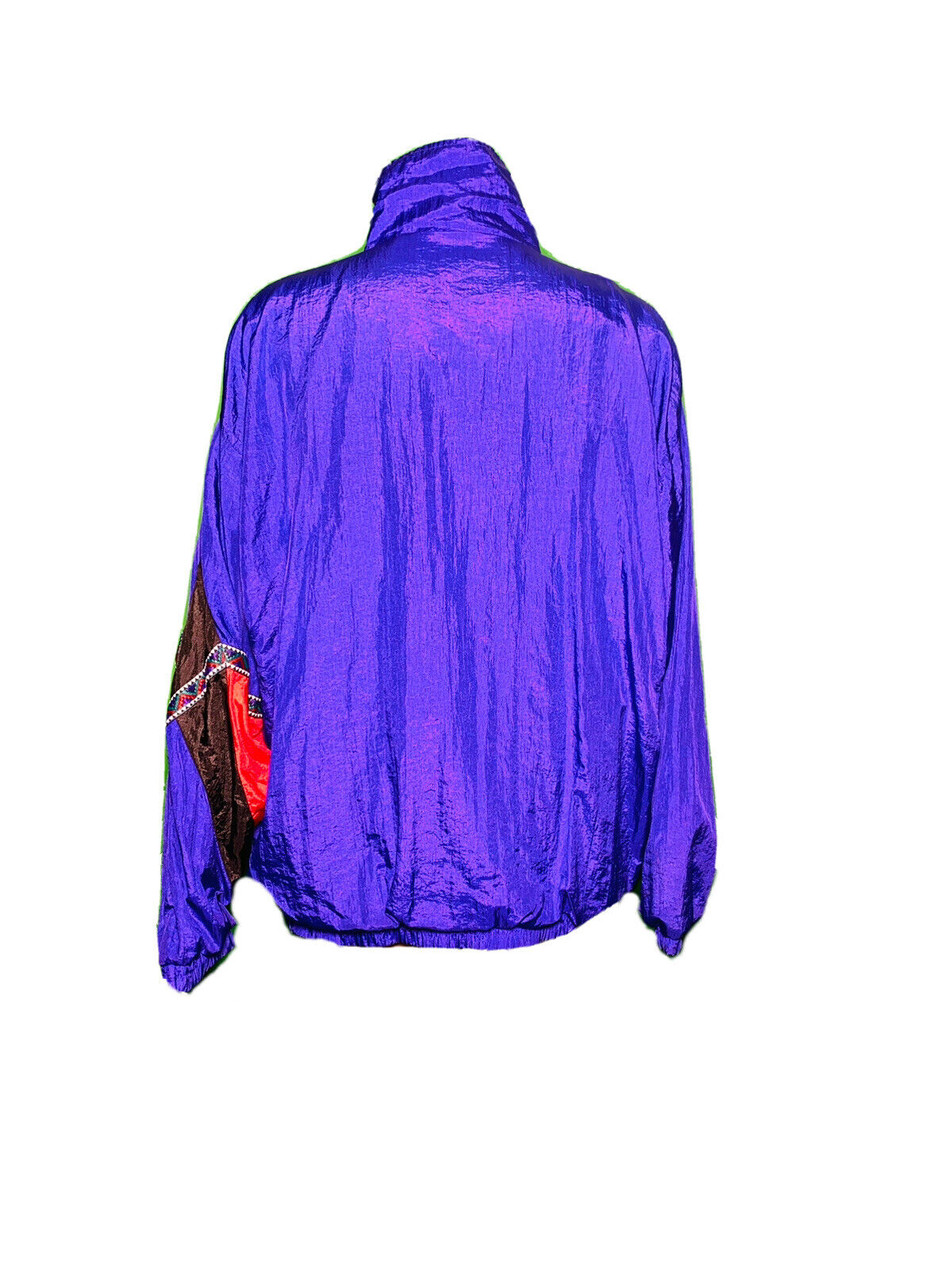 LAURA KATHERINE FUNKY PATTERN PURPLE VINTAGE SHELL JACKET SIZE L