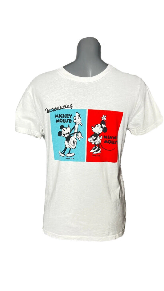 DISNEY WHITE MICKEY AND MINNIE MOUSE TOP SIZE S